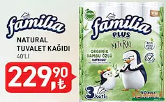 FAMİLİA NATURAL 3 KATLI TUVALET KAĞIDI 40'LI FAMİLİA NATURAL 3 KATLI TUVALET KAĞIDI 40'LI